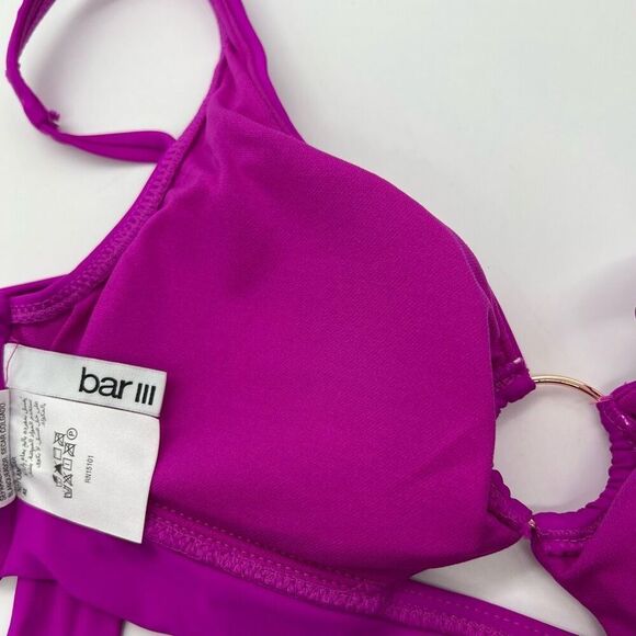 Bar III Banded Ring Bikini Top in Pink, Size XS - Picture 12 of 12